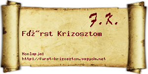Fürst Krizosztom névjegykártya